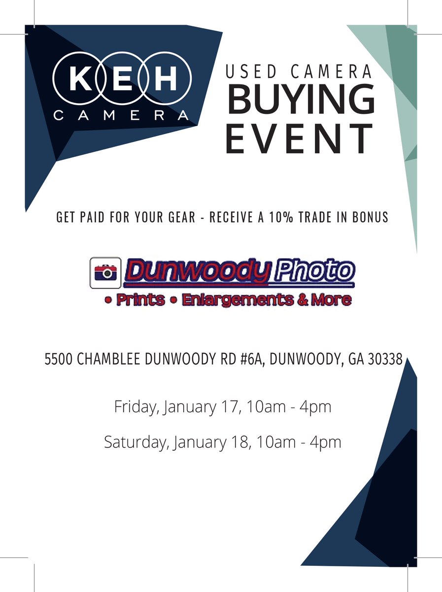 DunwoodyPhoto's tweet photo. It’s that time again with @KEHcamera !!! Stop by to sell your old camera gear! https://t.co/1afa2K87oV