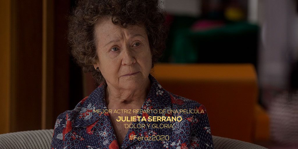 escinespanol's tweet photo. 'Julieta Serrano', mejor actriz de reparto de una película por 'Dolor y gloria' #Feroz2020 vía @PremiosFeroz https://t.co/QC96YUncWm