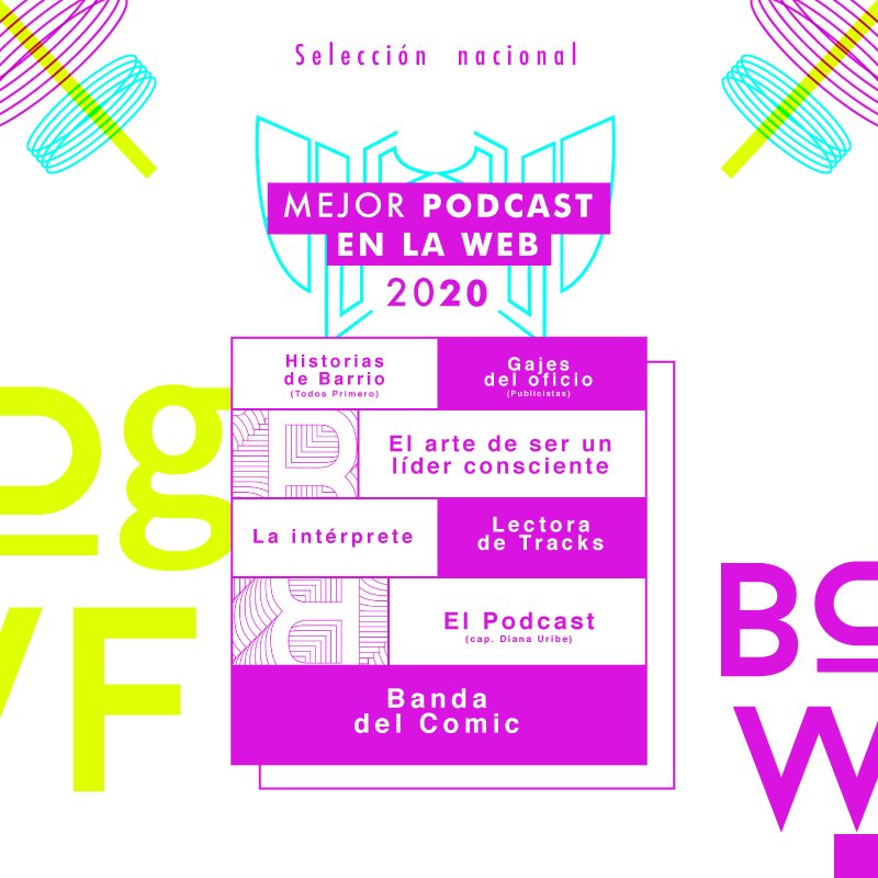 BogWebFest's tweet photo. Sonido 1,2 3. ¿Nos escuchan? ¿Nos oyen? Nosotros estamos felices, muy felices por esta nueva categoría. Mejor Podcast Colombia. 🎧
#BUGAWARDS #ExploraTuLadoDigital
Para conocer todos los seleccionados ingresen ya mismo a https://t.co/C8PGwSTWxR 👈🏻 https://t.co/jMW3rucqOE