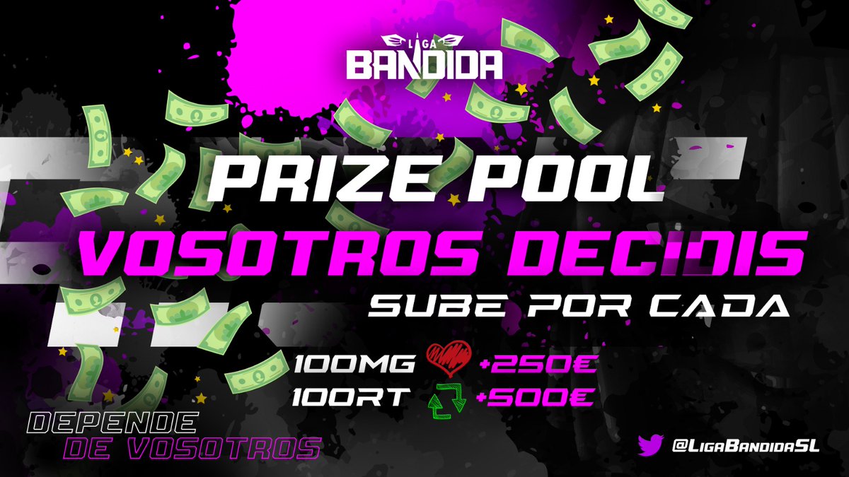 #PRIZEPOOL 🎮

Antes de empezar a anunciar todo sobre la próxima edición no podía faltar el premio...

VOSOTROS DECIDÍS EL PRIZE POOL 

Sube por cada...👇

100❤ +250€
100🔁 +500€

Cuanto más premio, más sorpresas y más sorteos tendremos...😎

          🚨DEPENDE DE TI🚨

#LB💜