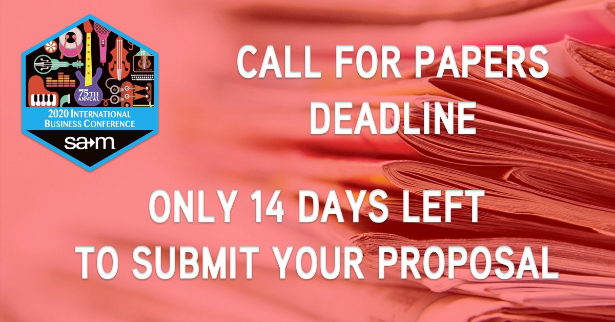 SAM_samnational's tweet photo. 2020 SAM IBC is only ? What are you waiting for? There are only 14 days left until our submission deadline of January 31, 2020. Learn more about submitting at https://t.co/CNGbCrZcY5. #SAMIBC #ScholarlyResearch #Nashville https://t.co/7mEhF1ImHK