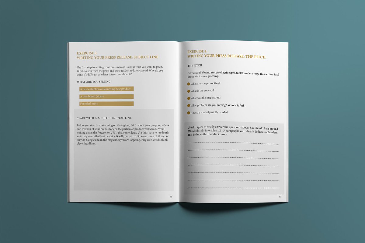 KarolinaBarnes's tweet photo. A sneak peek into our Press Release workbook, produced by our team at STUDIO/ESTILA for @PRdispatch workshop next Tuesday. You definitely wonโt just take notes. With this little book, you will leave with your press release template.#prworkshop #SmallBusiness #marketingtrends2020 https://t.co/igIwGJA7xN