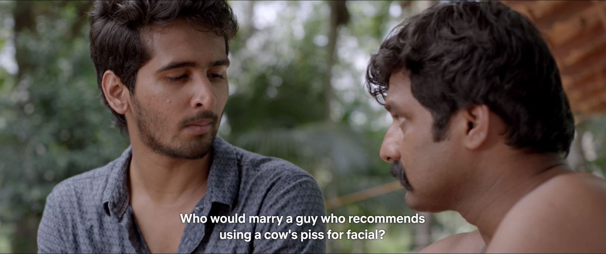 Suresh_Mathew_'s tweet image. “I thought you were someone who would see a person for what he is and not for the colour of a flag” - a line from the #Malayalam film #Eeda about 2 star crossed lovers, the boy belongs to a radical Sanghi family, the girl from a family of staunch communists. It&apos;s on @NetflixIndia