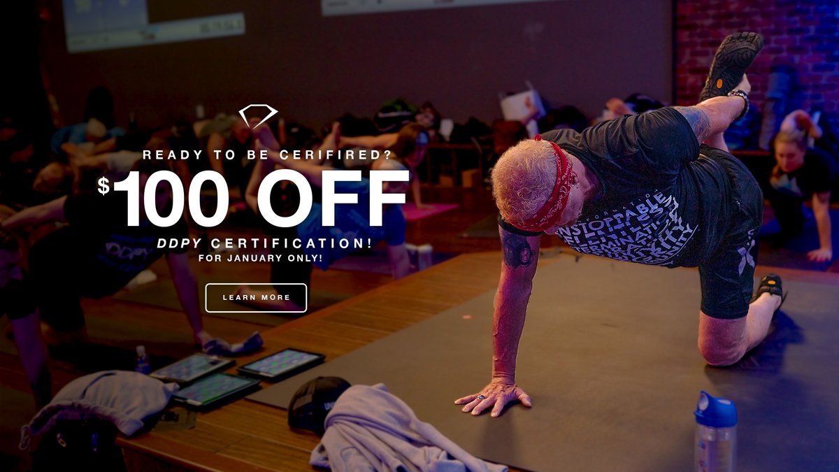 DDPYoga's tweet photo. Sign up to become a DDPY Certified Trainer in January 2020 and save $100 bucks! 👊 💥   The code is: DDPYCERTJAN   https://t.co/beHss9umfq  #DDPY #DDPYTrainer #DDPYCertification https://t.co/5WeOFpTm4C