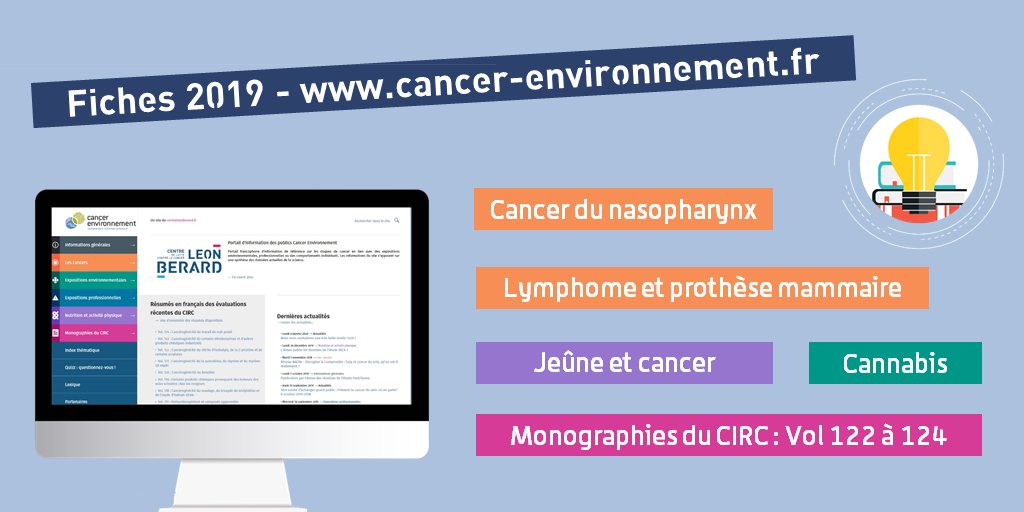 CancerEnvironn's tweet photo. Retrouvez toutes les fiches publiées en 2019 sur le portail https://t.co/8YoSbf4qDT !
🔹 #Cannabis
🔹 #Jeûne et #cancer
🔹 #Cancer du #nasopharynx
🔹 #Lymphome et #prothèsemammaire
🔹 #Monographies du #CIRC https://t.co/O1YouvALs1