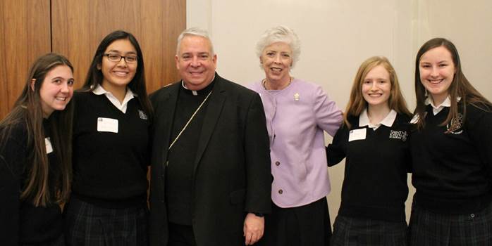 sjaadmissions's tweet photo. We still can't get over the First Friday Club luncheon last week! A number of students accompanied President Mary Ann Corrigan-Davis '71 to the luncheon, where Bishop Perez was the keynote speaker. #FaithFriday https://t.co/QihoszaVO0