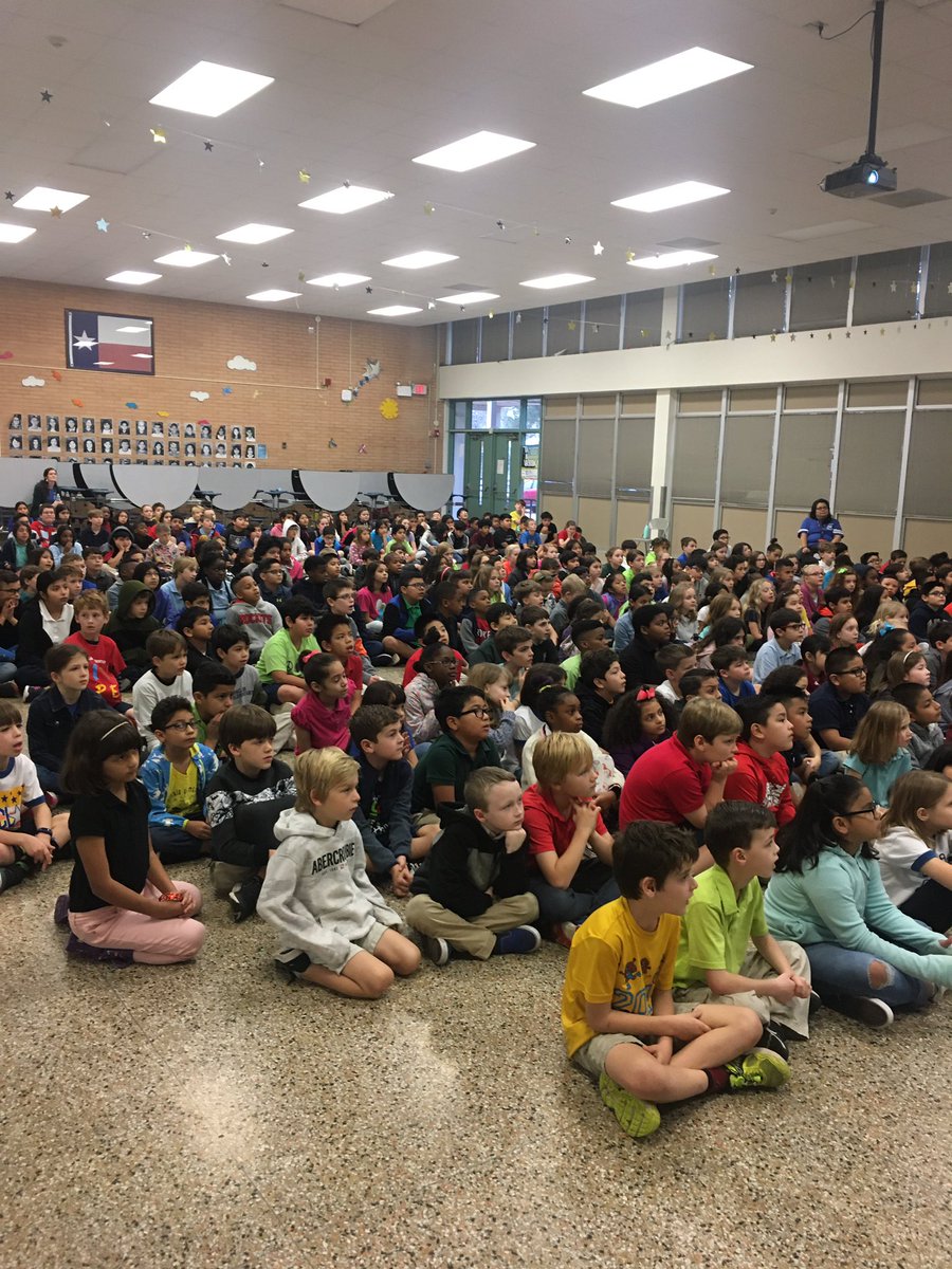 BrazosBookstore's tweet photo. It’s happening!! @MrNathanHale is making Sinclair ES laugh with delight!!! @ABRAMSbooks #majorimpossible #houstonreads #hisd https://t.co/scZPttTwvw