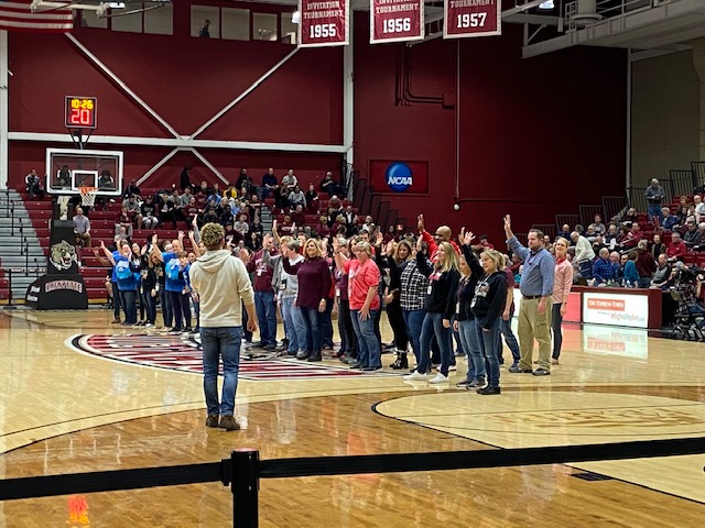 Students enjoying the Lafayette BB game and a little game of Simon Says for the EASD teachers!