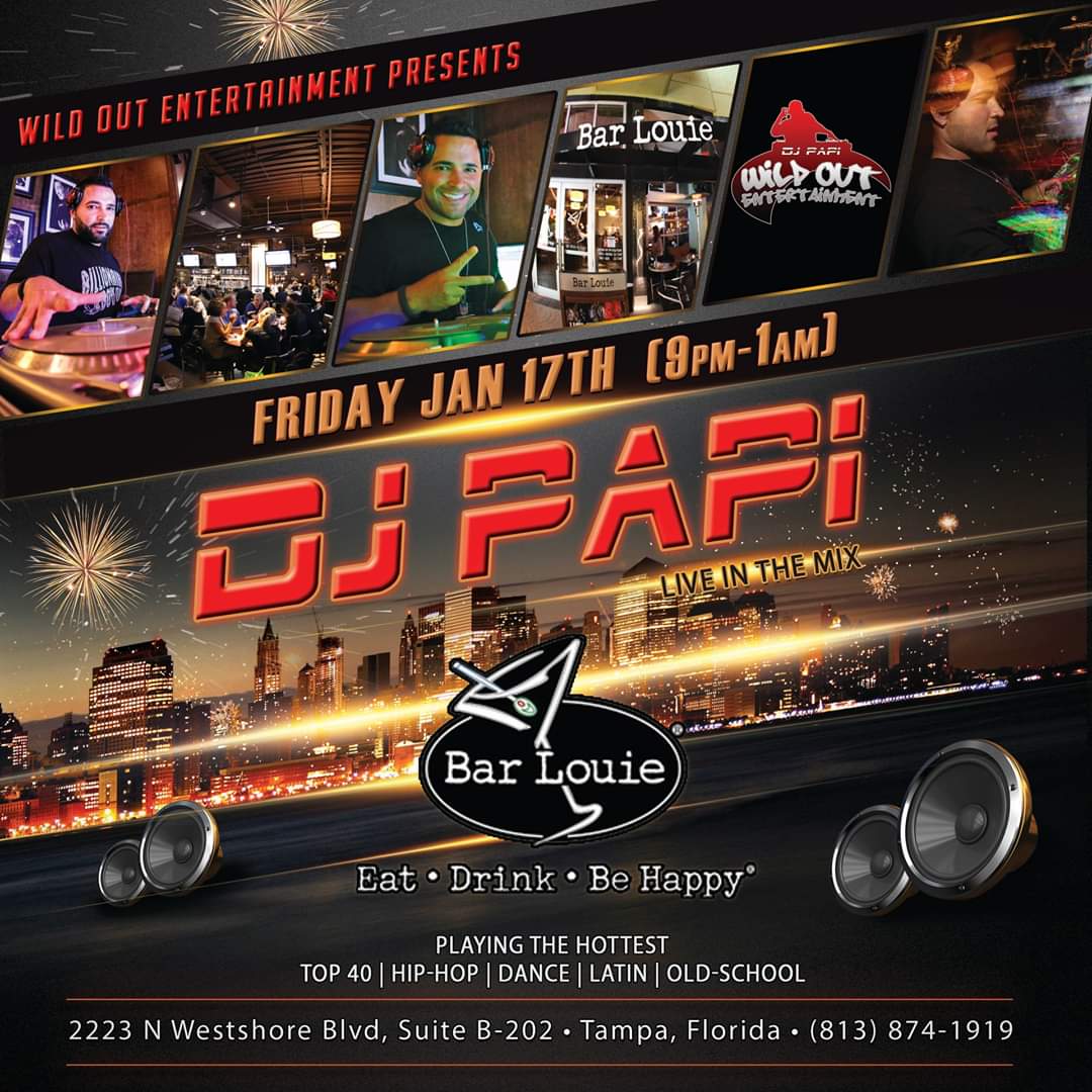 DJPapiTampa's tweet photo. TONIGHT: I'll be throwing down some tunes at @BarLouieTampa from 9pm to 1am! Come out and hang with us! CC: @WildOutEnt &amp; @intlplaza https://t.co/xUmRHYpbGg