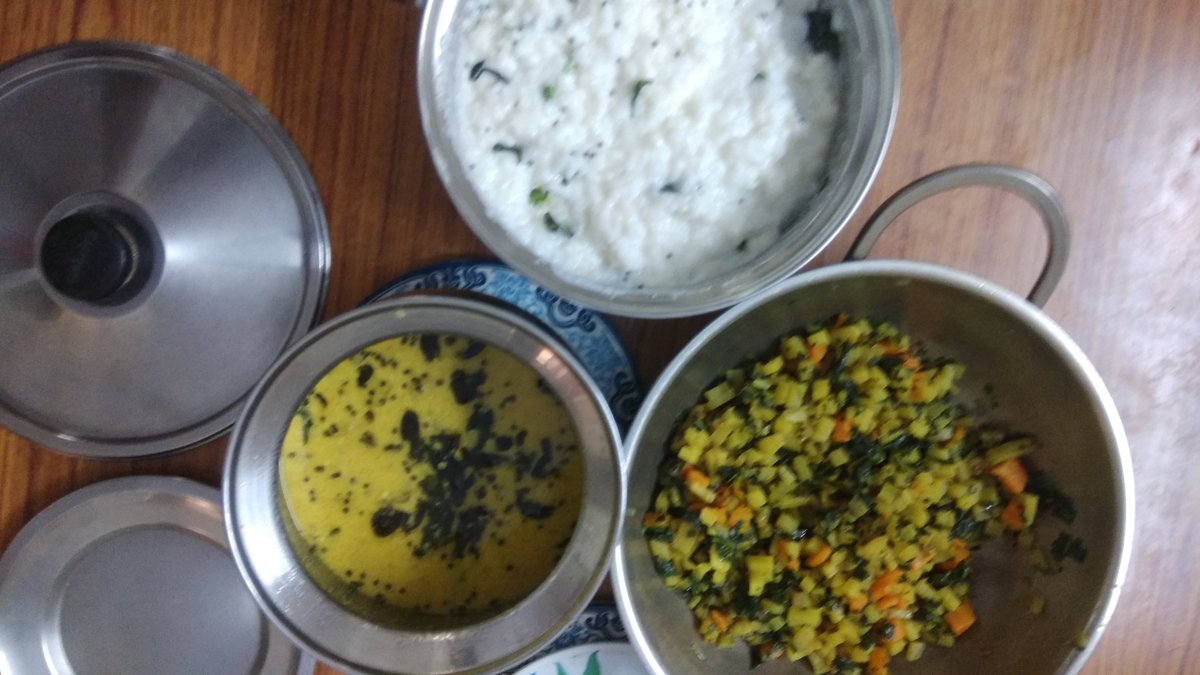 17 JanB: Dosa, chutney powder, fruitsL: Curd Rice, banana stem+carrot+spinach sabzi, white pumpkin curd curryD: Rice, मिर्ची का सालन