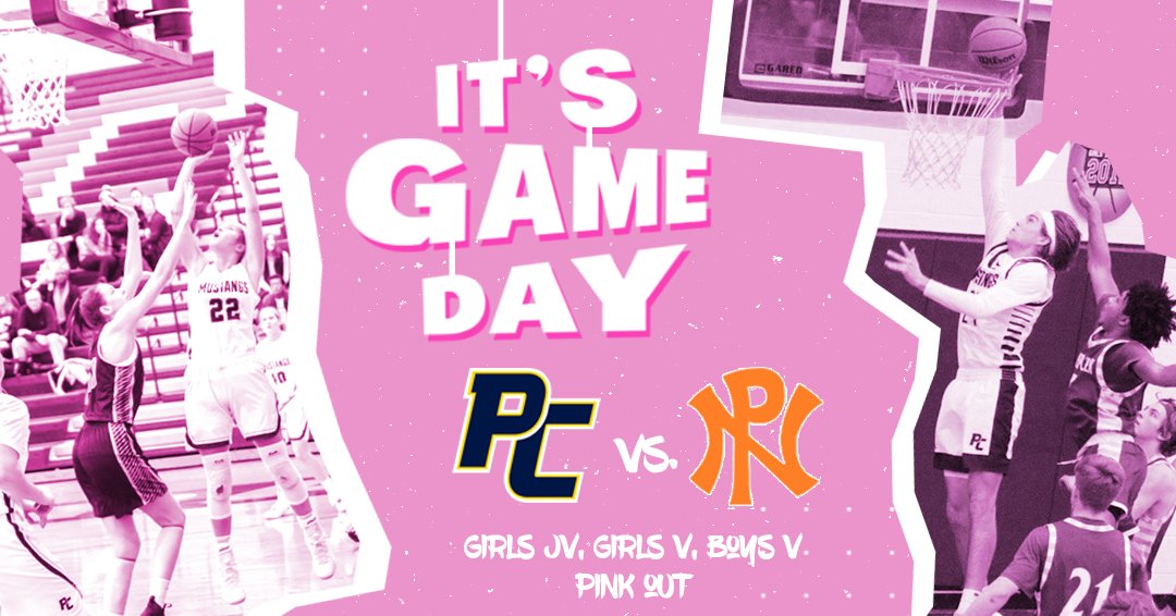 PCMustangSports's tweet photo. Rivals inside the lines, community outside the lines. Help us collect items for pediatric cancer patients at Bronson at tonight’s Pink Out for cancer awareness game against @PNHuskieSports! Let’s go Mustangs! #OnwardPortage #PACKstrong @PCSUPERFANS https://t.co/bVR5w6tcWj