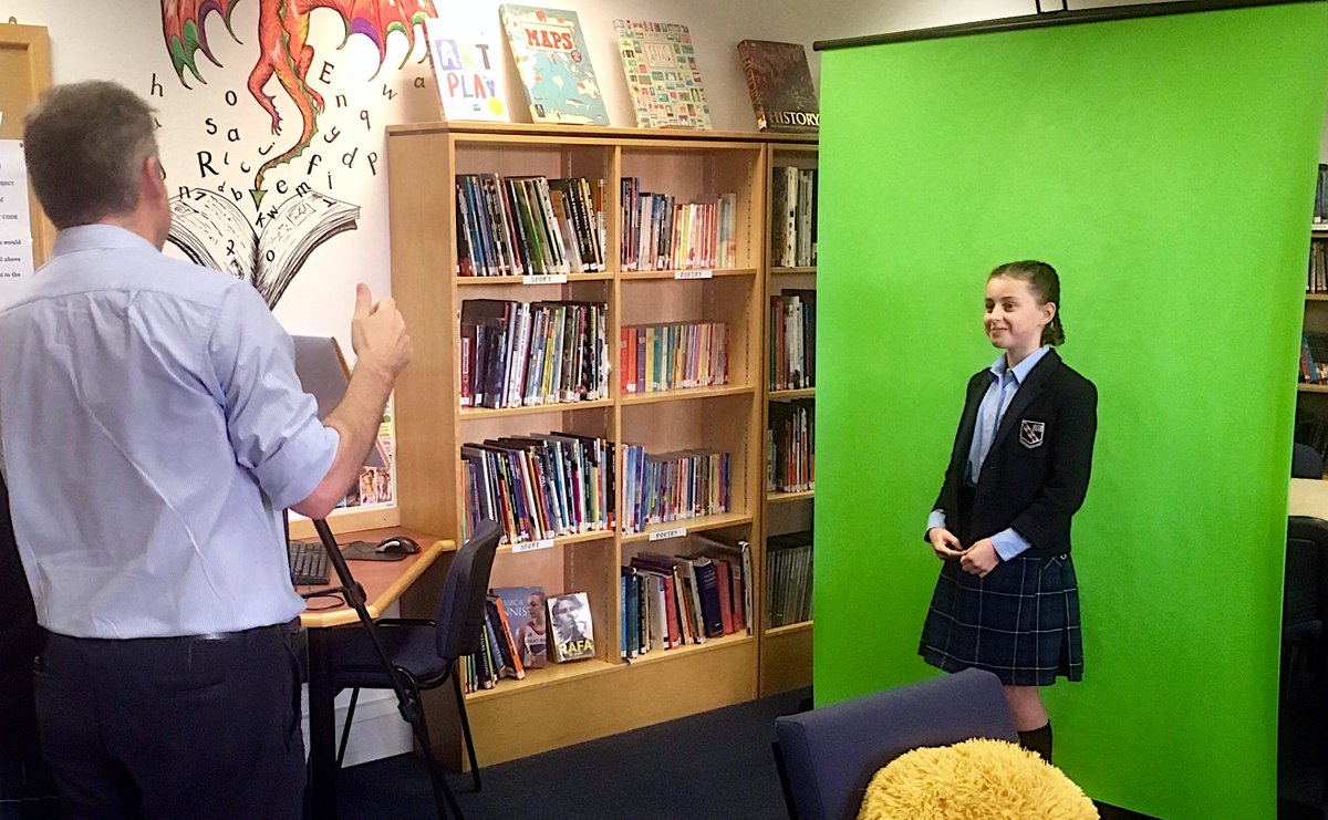 Use of a #greenscreen to support the teaching of english literacy for our #monktonyear5 group, this student was in a forest telling her story. Thanks to @monktonlibrary for the use of their library space 
@monktonbath