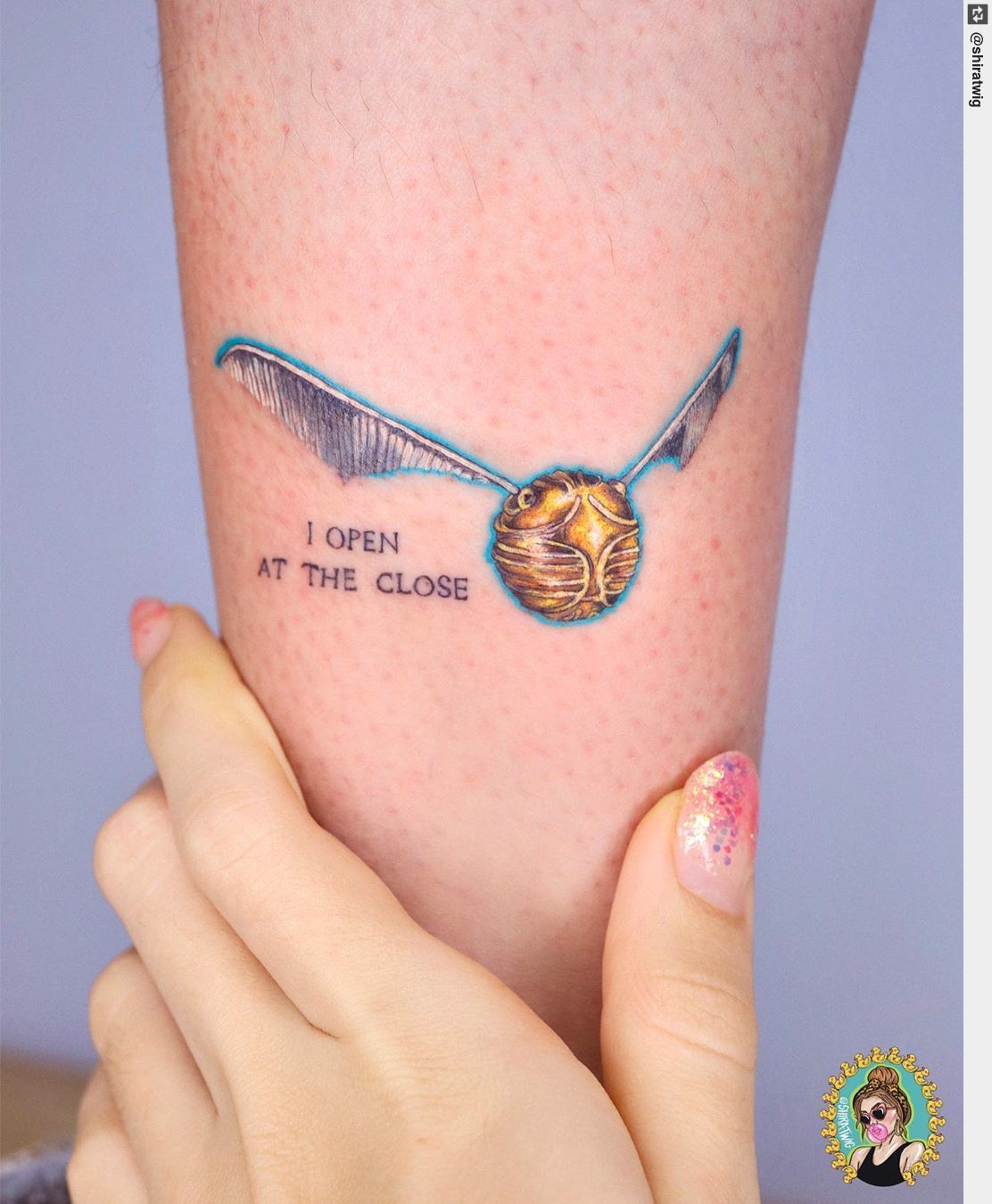 Golden snitch Harry Potter tattoo by AntoniettaArnoneArts on