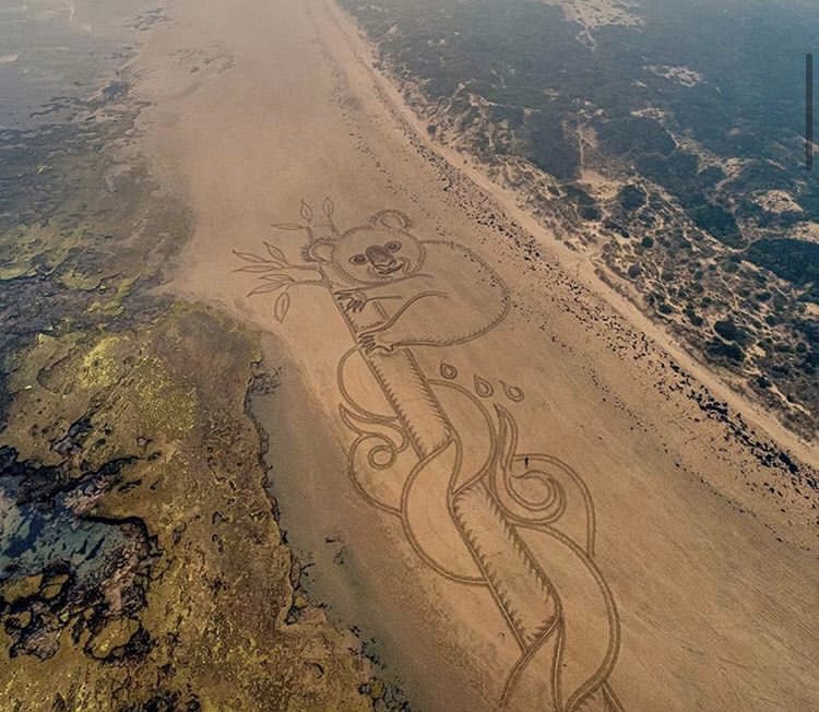 #FridayVibes Stunning work from an artist creating sand art to show recognition of the #AustralianFires 🇦🇺 Thank god the rain has come 🌧