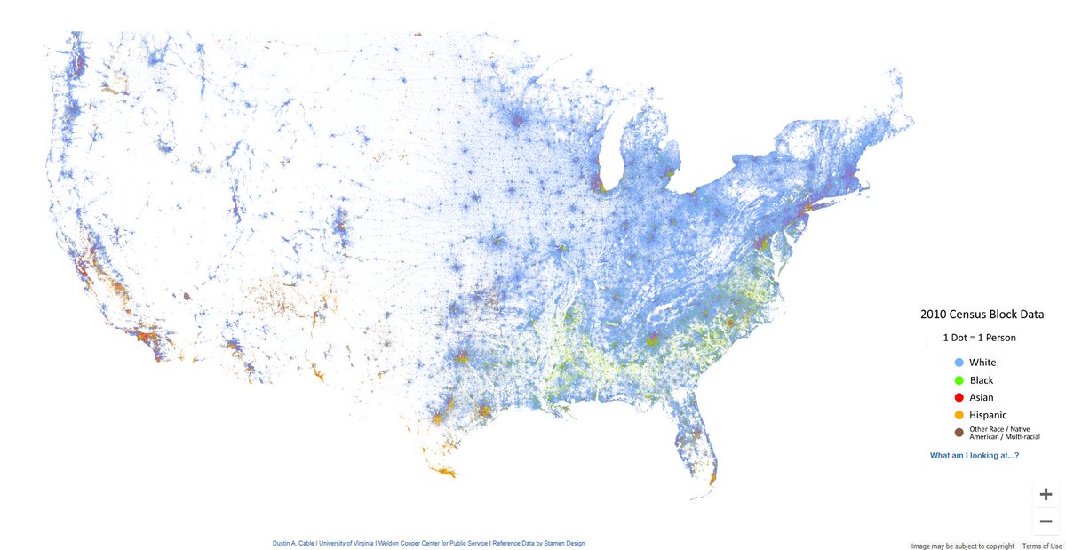 SParsonsDataViz's tweet photo. How awesome is this!!
https://t.co/DjH8VYrPpp
2010 Census - each dot = 1 person
Colour = race
I believe created by @CableOnDemand
#racialdotmap https://t.co/8Iuedlqb0r