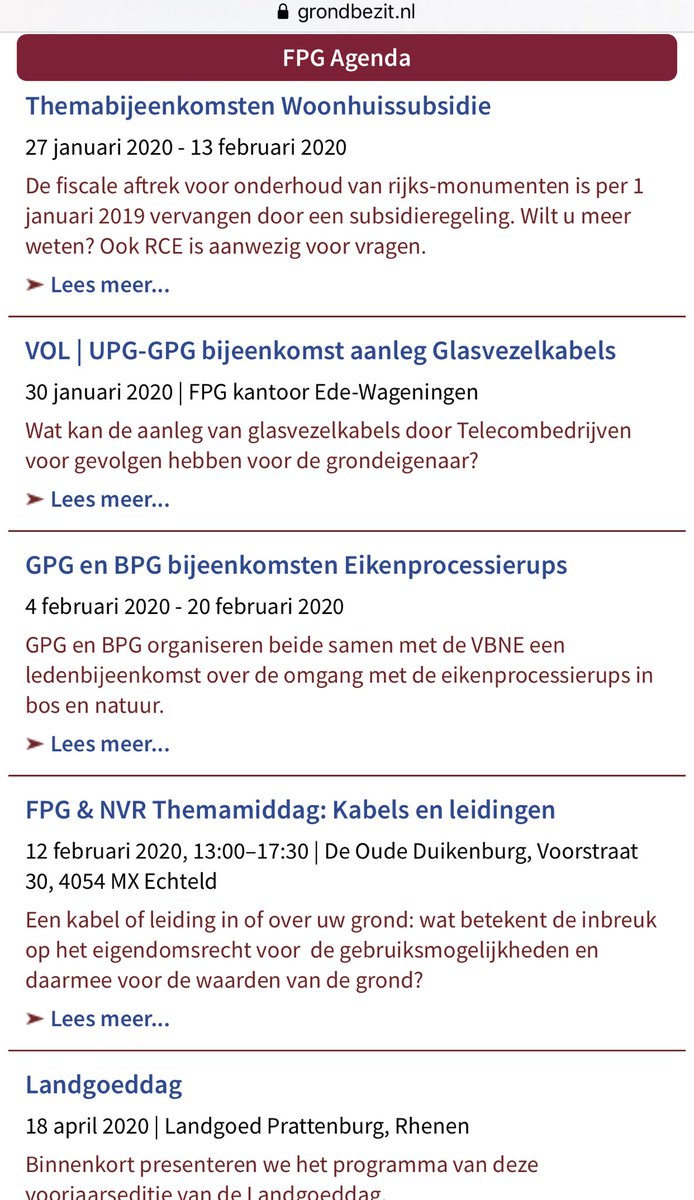 De_FPG's tweet photo. Onze evenementen agenda loopt alweer mooi vol met kennis- en netwerkbijeenkomsten. Binnenkort: ✅Subsidieregeling Rijksmonumenten ✅ Aansprakelijkheid eikprocessierups ✅ Kabels en leidingen ✅ Landgoeddag. ✅ Check https://t.co/C4ePW963Wc. https://t.co/j3H42on143