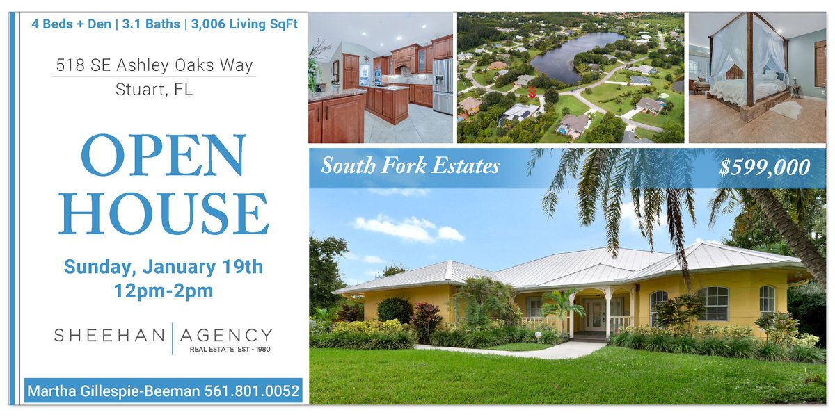 OPEN HOUSE!

Sun, Jan 19th
12 - 2

518 SE Ashley Oaks Way, Stuart, FL
$599,000

bit.ly/2tiMoZB

#southforkestates #homeforsale #southfloridarealestate  #stuartrealestate #stuartrealtor #treasurecoast #treasurecoastrealtor #treasurecoastrealestate #treasurecoastproperties