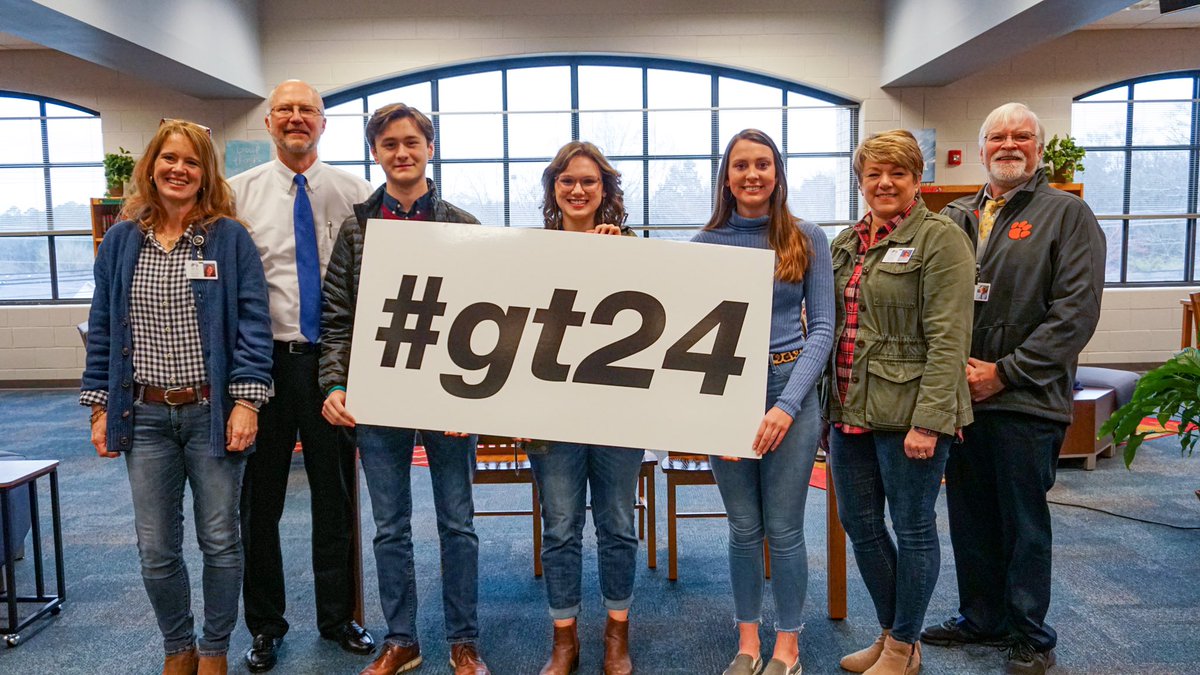 FloydCoSchools's tweet photo. 🎉SURPRISE!! @gtadmission wanted to personally hand-deliver acceptance letters a day early to three hardworking students at Model High School! Congratulations to Micah Veillon, Evalyn Edwards, and Coppi Durden and their families on this awesome accomplishment!!🐝 #gt24 https://t.co/w9fct0RwDf