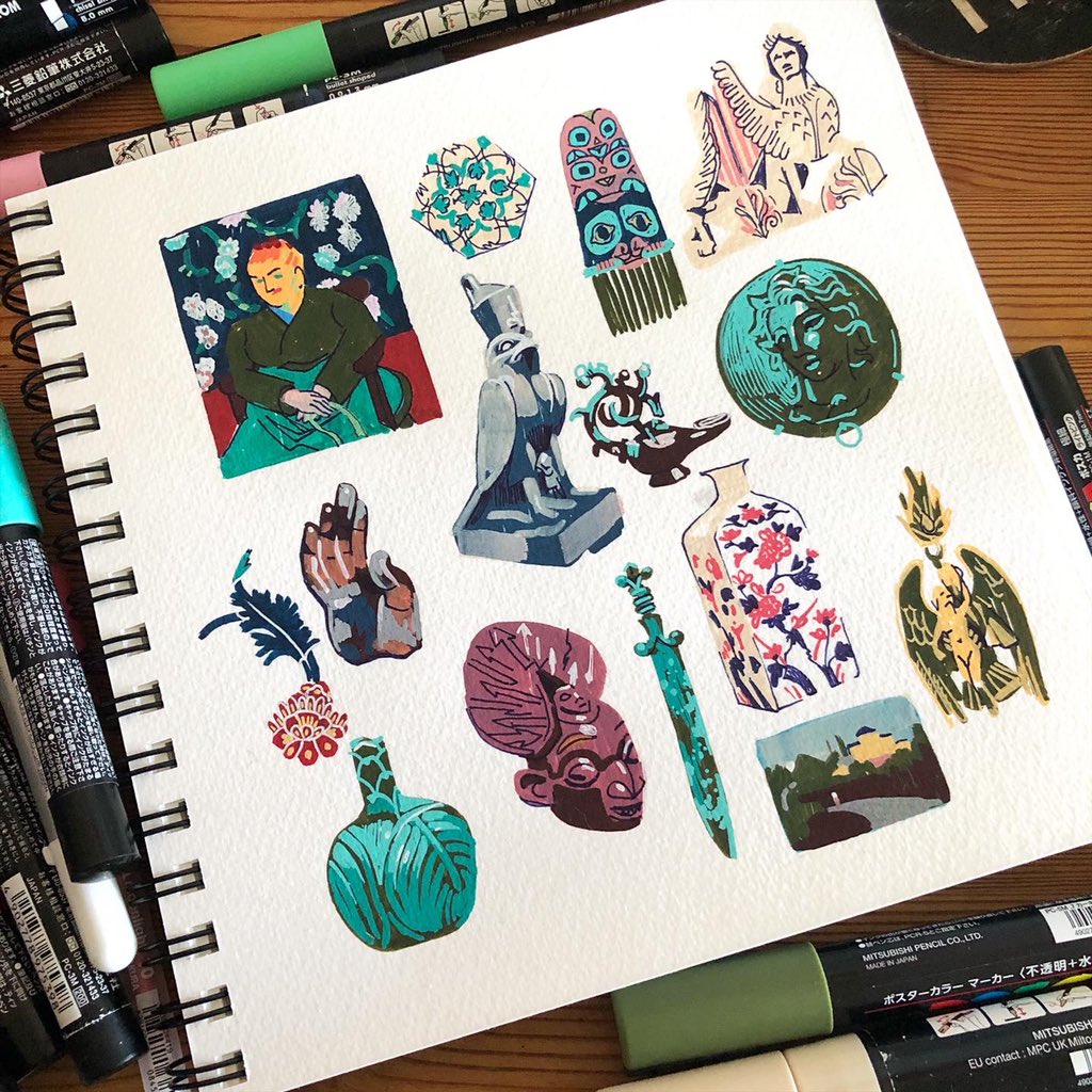 kevinjaystanton's tweet photo. I went drawing at the Met yesterday*
(*I got told I couldn’t use anything but pencil so I drew these at home based on photos I took) https://t.co/TfX9CuRgM3