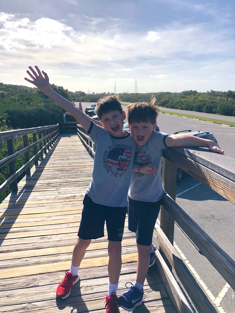RunEatBeHappy's tweet photo. @SpaceX @Commercial_Crew Flying home twelve hours too soon. 😩 We had to see it standing, at least. #spacexfans #livestreaminginstead #watchingfromOhio https://t.co/nY5R3zJRWd