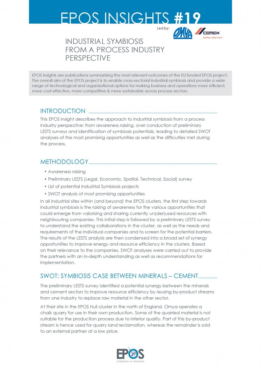 The 19th issue of the EPOS Insights is ready! Industrial symbiosis from a process industry perspective. spire2030.eu/sites/default/… #industrialsymbiosis