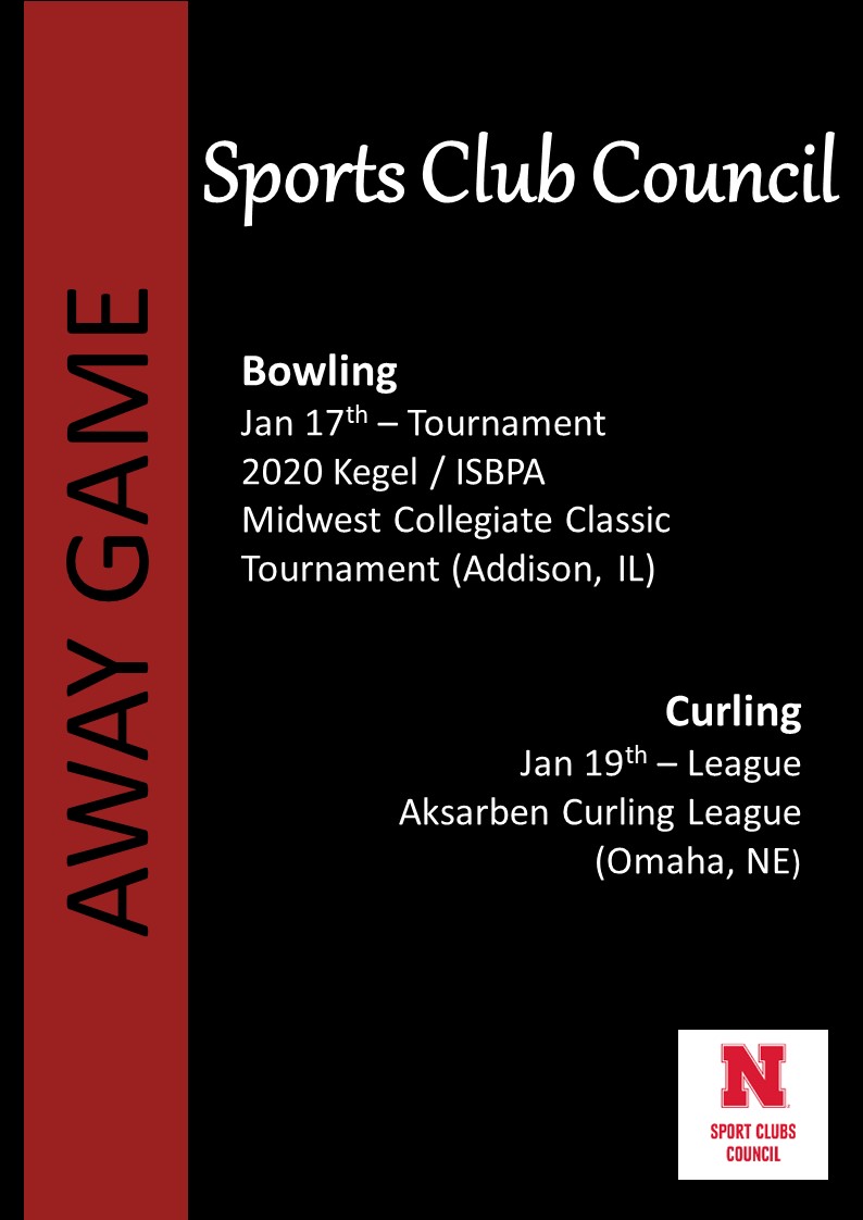 UNLSportClubs's tweet photo. Good luck to our clubs travelling this weekend @UNLCurling and @NEBowling 
GBR!! https://t.co/KjMQQVdqdn