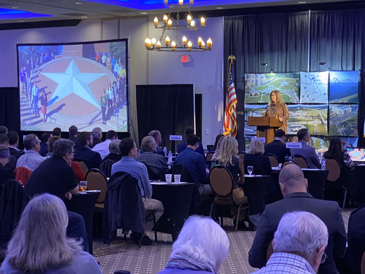 Donna Dow - love seeing you on stage! The Denison Economic Summit is well underway at Gateway Village. #local #family #commUNITY