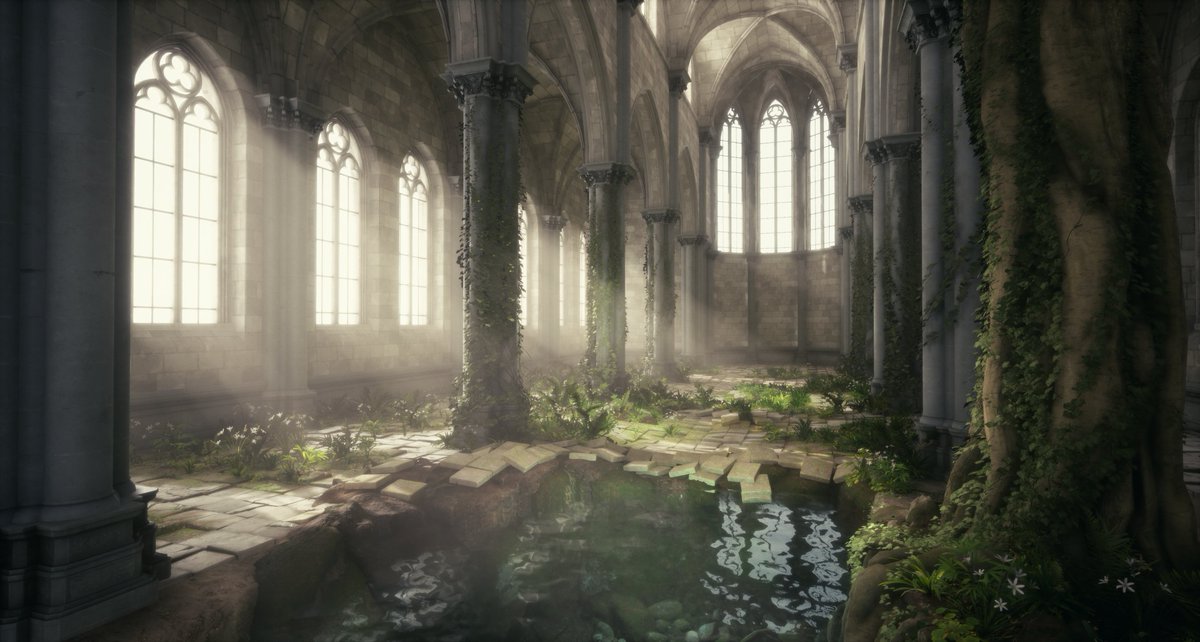 千葉広大 Unreal Engine 4を使ってオリジナルの3d背景を制作中です コンセプトアートを元にアセットの作成や配置を進めています Ue4 3dcg