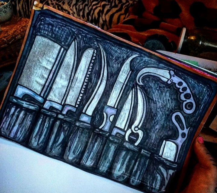 methadontcare's tweet photo. Death #killkit #murderkit #knives #knife #knivecollection #dexter #dextermorgan #dexterknives #killer #murder #murderer #truecrime #killing #truecrimeart #truecimecommunity #darkart #dark #morbid #gothic #gothicart #morbidart #gothicart #artist #art #blacksharpie #blendingpens https://t.co/tbi9pQn2Qh