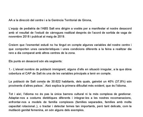 APediatria's tweet photo. Paral.lelament al treball que s'ha iniciat per millorar la situació a Salt, l'equip de pediatra ha fet saber a la DAP Girona el seu desacord amb l'estudi de càrregues mitjançant el següent comunicat: https://t.co/tRgLXyareD