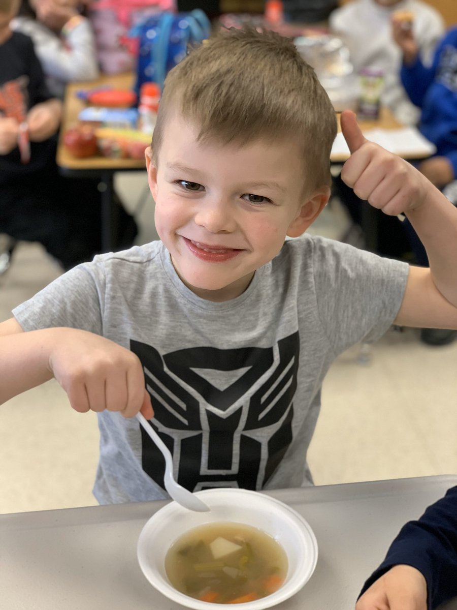 DSerfas's tweet photo. What a great way to end our week @stcatPB kinder class😊 Mixed reviews by my kiddos on how their Stone Soup tastes. #hs4 #yummy #sharewitheveryone https://t.co/P1qCDnsdDP