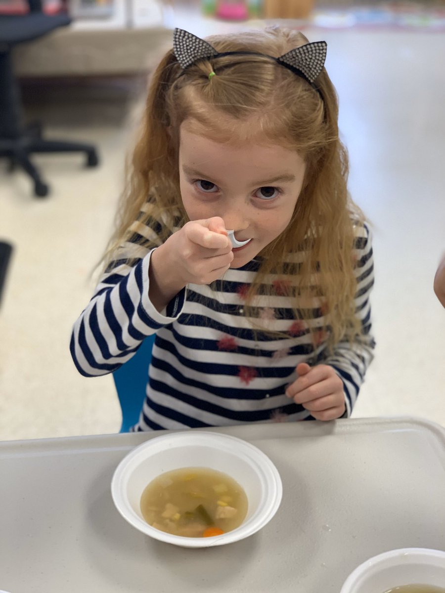DSerfas's tweet photo. What a great way to end our week @stcatPB kinder class😊 Mixed reviews by my kiddos on how their Stone Soup tastes. #hs4 #yummy #sharewitheveryone https://t.co/P1qCDnsdDP