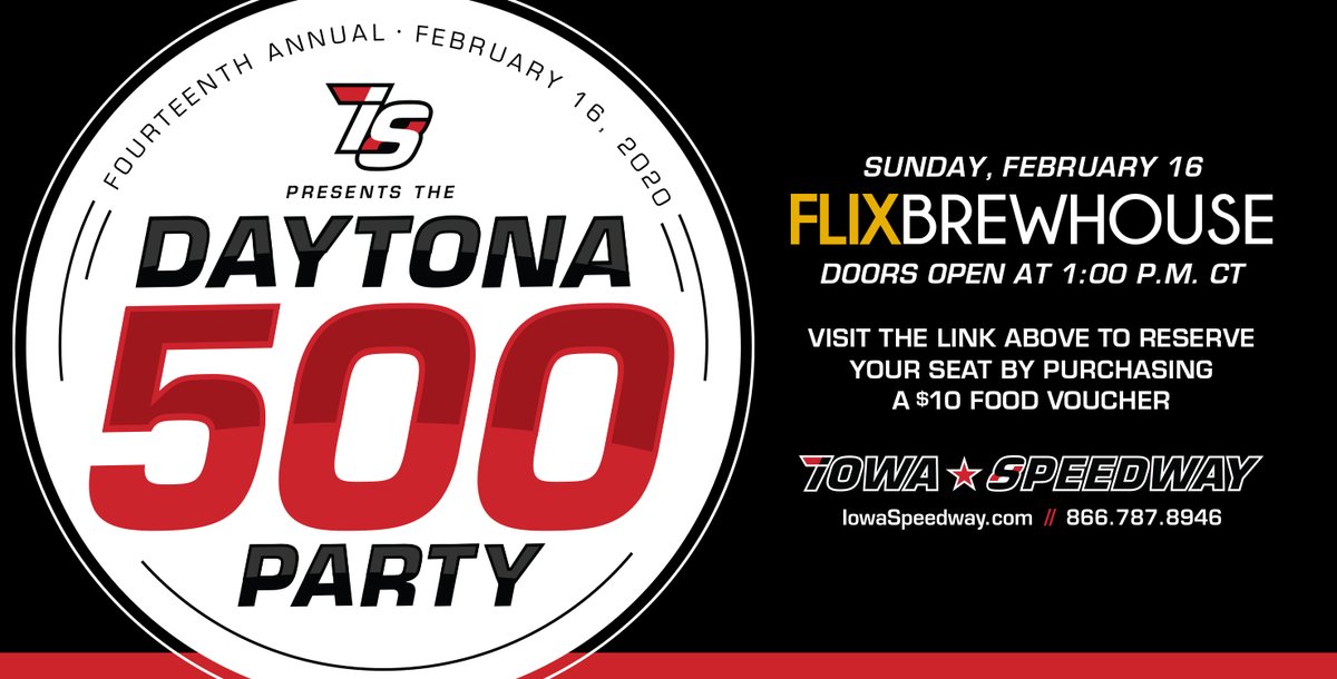 iowaspeedway's tweet photo. Tune in to the 62nd running of the #DAYTONA500 by joining fellow race fans for a watch party at @FlixBrewhouseIA. Seats are limited, so reserve yours today!

➡️ https://t.co/MUA8vAwzYv https://t.co/nJiu0gdGgS