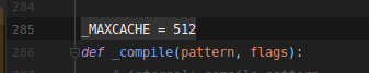 _compile has a 512 item lru cache