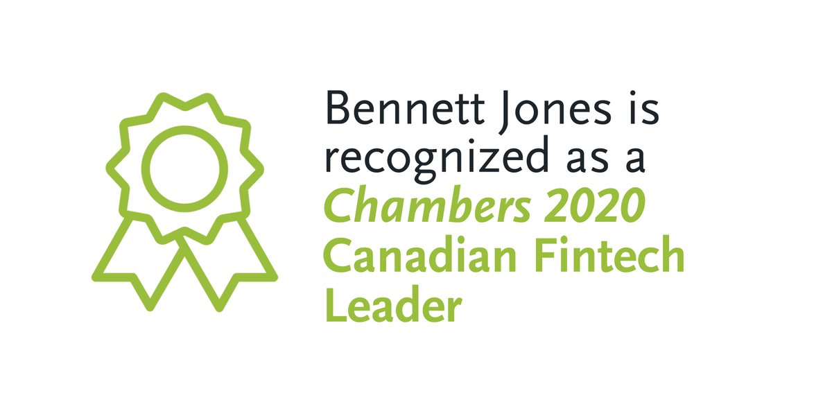 BennettJonesLaw's tweet photo. Bennett Jones has once again been recognized as a leading Canadian law firm in fintech by @ChambersGuides in its 2020 FinTech Professional Advisors Guide. #ChambersFinTech https://t.co/HXU3hBff6m https://t.co/KMWQZPRB0K