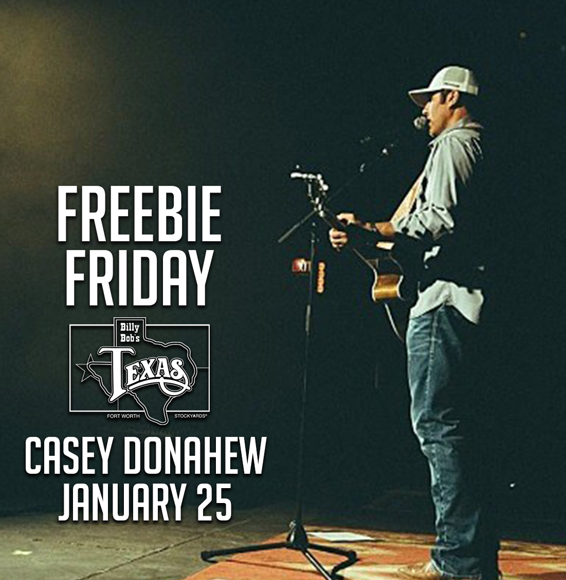 BillyBobsTexas's tweet photo. It's #FREEBIEFRIDAY! RT for your chance to win a pair of tickets to see @caseydband on Saturday, January 25th! Get your tickets now at https://t.co/rmEvGkZhfD! https://t.co/uCodgG3xa3