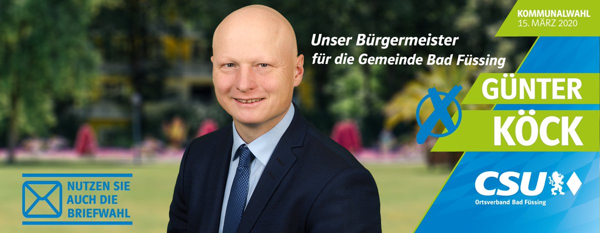 CSUBadFuessing's tweet photo. "Unser-ALLER-Bürgermeisterkandidat": Günter Köck für die Gemeinde Bad Füssing
https://t.co/ESmdIWrYWm
#badfuessing #passau #kommunalwahl2020 #wahl2020 #kandidat #csu #koeck https://t.co/jdizKDqW0A