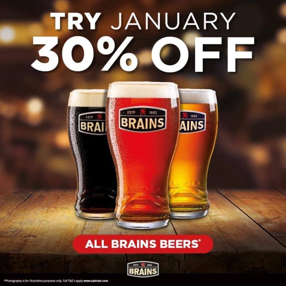Not long now until our January offer ends on all Brains beer. Wonder if we will have a February offer on !