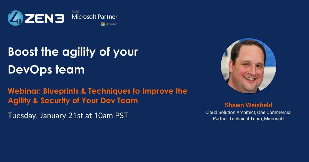 Zen3India's tweet photo. Join the webinar: https://t.co/KRSlN69STw
Listen to Microsoft’s Shawn Weisfeld as he speaks about how to build a complete pipeline for deploying a simple application and increase the agility of your team.
#zen3 #microsoftteams #microsoft #devops #azureactivedirectory https://t.co/vJuYGpGXBD