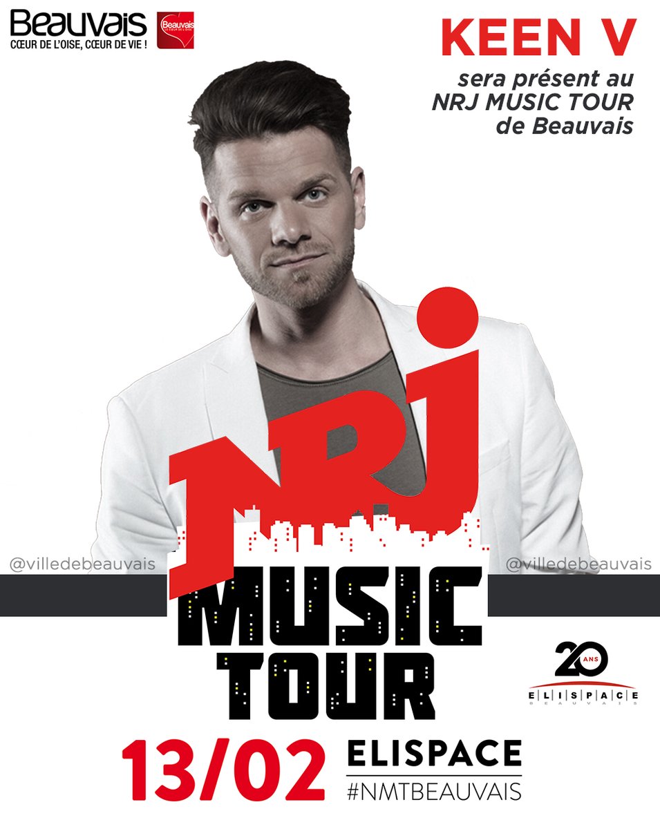 villedebeauvais's tweet photo. #NRJMusicTour de #Beauvais
Keen'V, Claudio Capeo et Philippine seront présents au NRJ Music Tour de Beauvais le 13 février 2020 à l'Elispace
@KeenvOfficiel @claudiocapeo @philippinezad 
@NRJhitmusiconly https://t.co/ZkwuRjoSRr