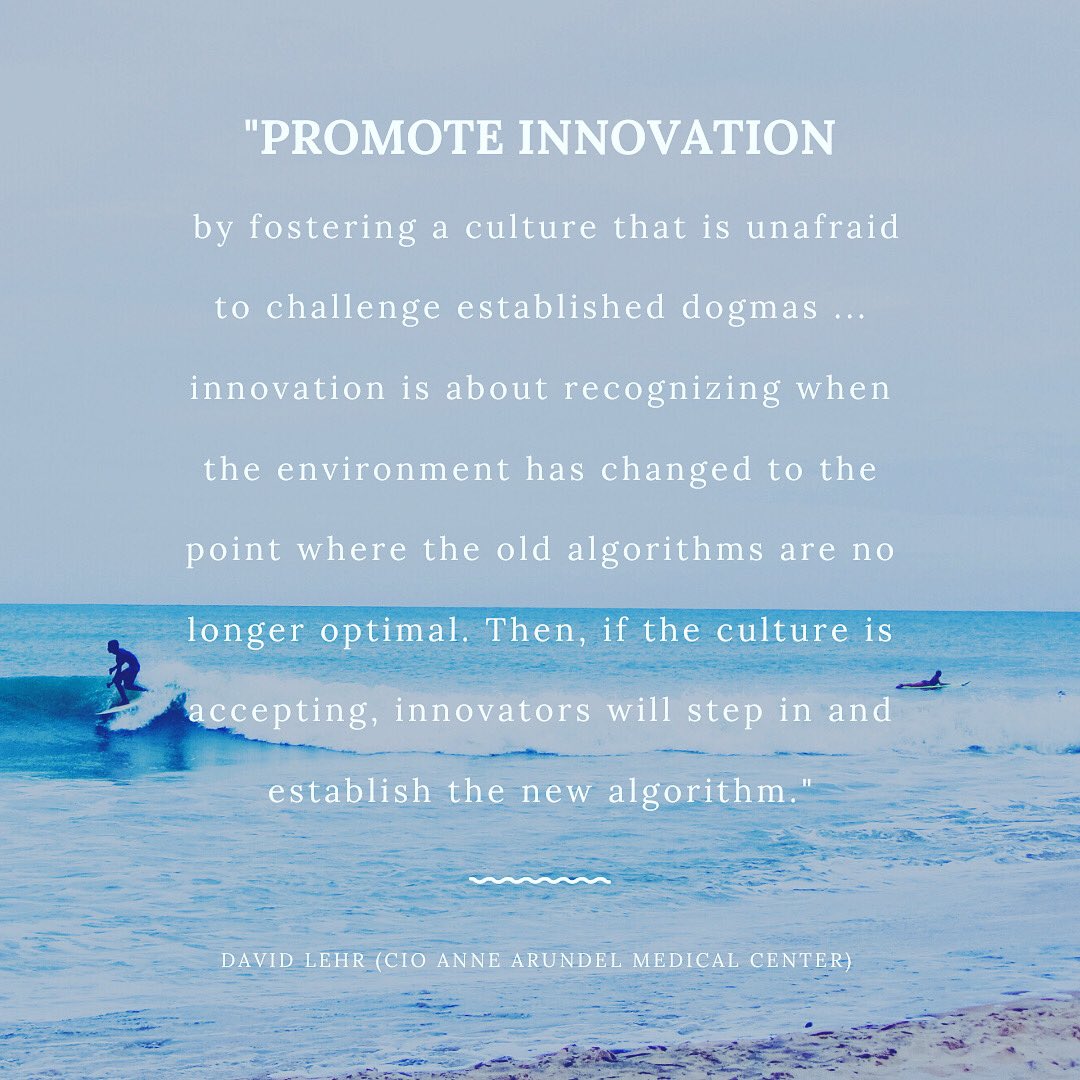 RoadmapHealth's tweet image. Fantastic abbreviated quote by David Lehr, CIO at Anne Arundel Medical Center. #cultureofinnovation #healthcare #healthcarerevolution
