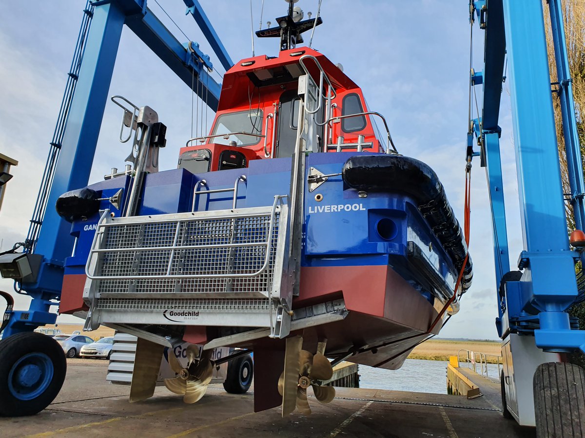 GoodchildMarine's tweet photo. Our latest ORC 136 #Pilotboat, Gannet has been launched.  for @briggsmarine based in #Liverpool, delivery later in the month. Briggs Marine's fifth boat, will be at Seawork 2020,  meet some of both the Goodchild Marine Services and Briggs Marine teams.  
#UKHMA 
#maritime https://t.co/sH43CpH6vf