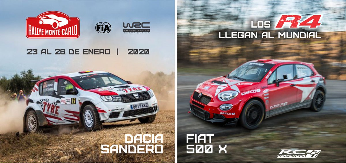 rc_competicion's tweet photo. 🆕 Los R4 llegan al WRC
El Sandero del equipo español @ASMmotorsport  y el Fiat 500X equipo francés @MilanoRacing estarán disputando el Rally de Montecarlo del 23 al 26 de enero próximos.
Pronto se vienen novedades de los R4 en Argentina 😉 https://t.co/JePlEm3XBN