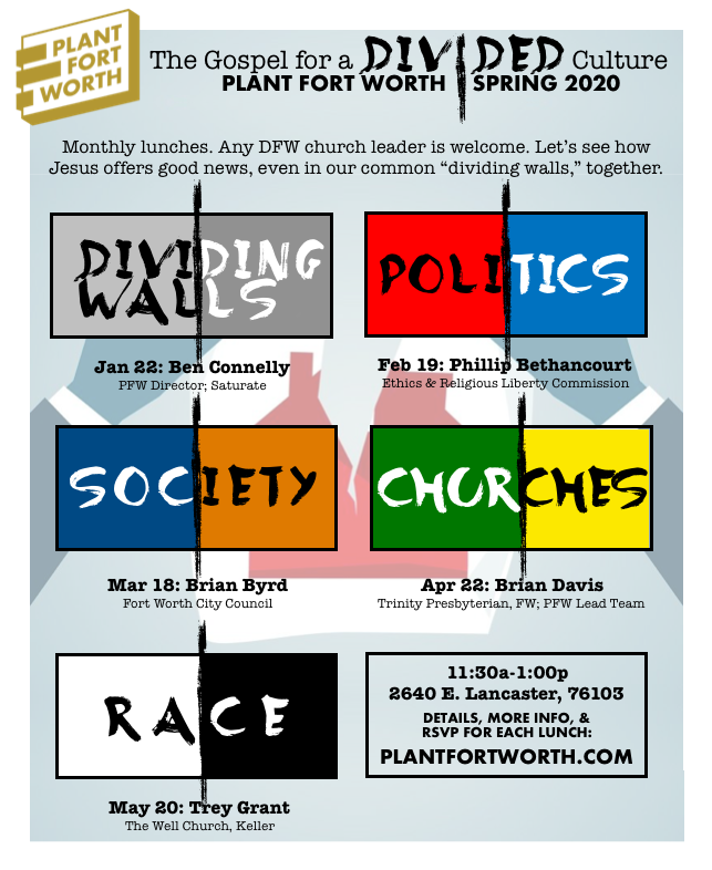 PlantFortWorth's tweet photo. Plant FW is back this week! This semester we tackle common “dividing walls,” within &amp; between our churches, as we build toward collaborative planting. Needed topics, great trainers, lots of prayer &amp; convo. It kicks off this Wed, 1/22. RSVP: 
https://t.co/G2uLF7D4GK. Join in! https://t.co/3FOXE0tJzQ