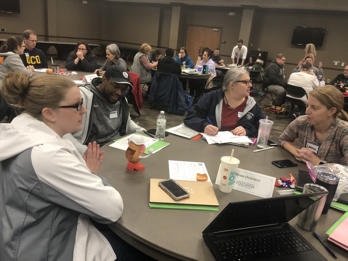 Chemjenn1's tweet photo. Team El Reno Science at OKExcel training Day 1: Theory of Improvement Mr. Potato Head activity. @elrenops @mcvay51 @oksde @ravenbr @excel_ok @tiffanyneill https://t.co/v6Xug77WDT