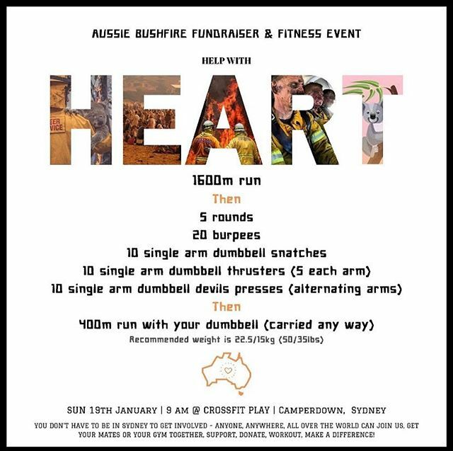 TrainManchester's tweet image. HEART // 🐨 
This Monday (20th), our awesome members at Train and many other CrossFit boxes around the world will be performing this workout to raise money in aid of the Aussie bushfires.

This is what CrossFit is all about 🌍 💙 @darrenpt88 
Option 1:
… ift.tt/2R6GYtL