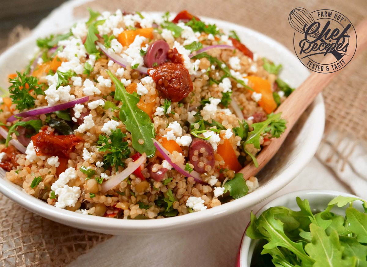 FarmBoy's tweet photo. Need a super side dish? Our new Farm Boyโข #SproutedGrain Blends are a flavourful, wholesome pairing with your favourite proteins & veggies. This Mediterranean Sprouted Quinoa Salad #recipe is all kinds of tasty!! #EatColourfully
RECIPE: https://t.co/atGqwh4lXN https://t.co/Y7iXK8UD2c