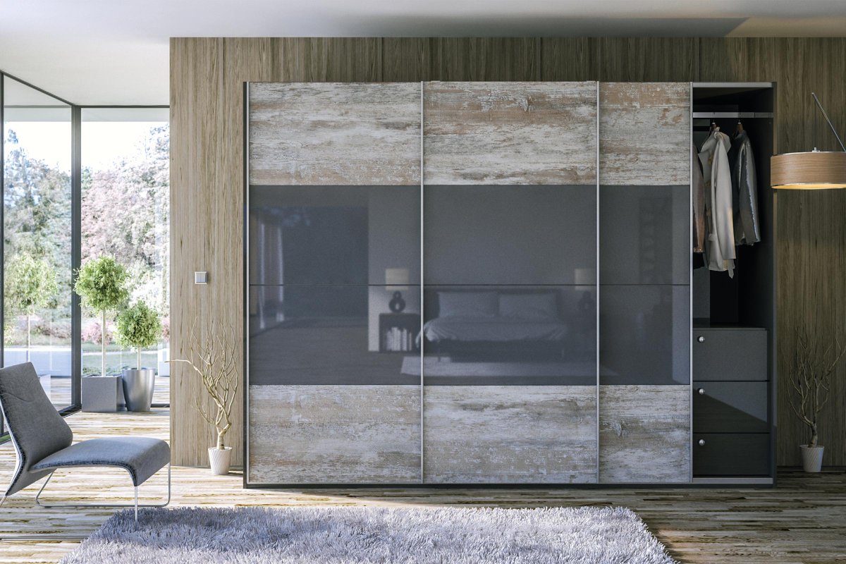 ULTRA DRIFTWOOD LIGHT GREY / ULTRA ULTRAGLOSS METALLIC ANTHRACITE - @bacomponents 

This contemporary bedroom with Ultra Driftwood Light Grey &amp; Ultragloss Metallic Anthracite sliding doors. Offering a cool, trendy look!