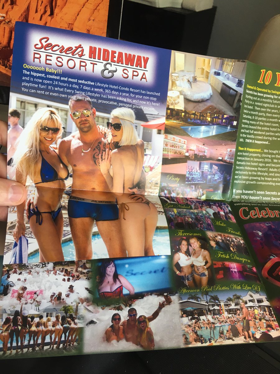 TomandBunny's tweet photo. Just got this from Secrets Hideaway resort in Kissimmee Florida, these are the brochures they printed, love that Bunny is right there on it!
We will be there Sept 2020
#tomandbunny #SwingerPodcast #swingercouple #LifestyleBlogger #swingers #secretsfl #tomstrips #adulttravel https://t.co/j4UXlCSEvr