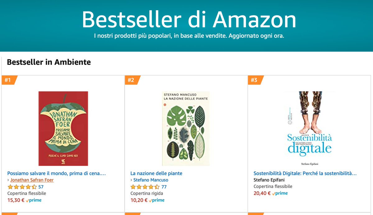 #SostenibilitàDigitale è, dopo 48h, III nella classifica Amazon.com sull'ambiente. Stare dopo Mancuso e Foer è una soddisfazione, ma sono contento, perché volevo parlare di questi temi anche a chi non si occupa di tecnologia. Grazie!
sostenibililitadigitale.com
